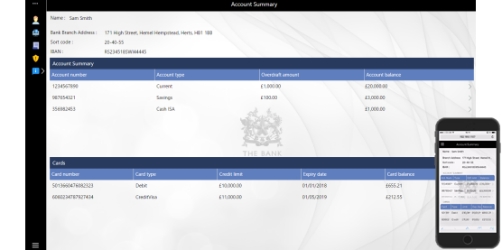 Evoke online banking demo app screenshot